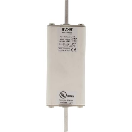 Eaton 200A Tag Fuse, 2XL, 1.5kV, 205mm [PV-160A-2XL-U-15]; 282-6510