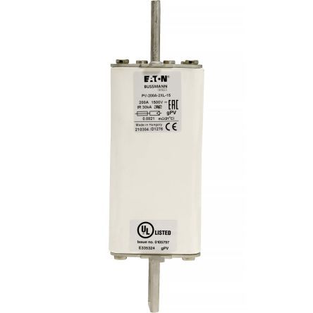 Eaton 200A Tag Fuse, 2XL, 1.5kV, 205mm [PV-200A-2XL-15]; 282-6512