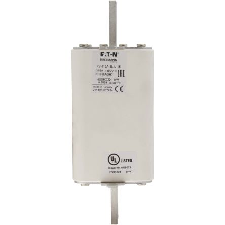 Eaton 315A Tag Fuse, 3L, 1.5kV, 205mm [PV-315A-3L-U-15]; 282-6528