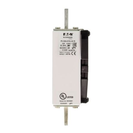 Eaton 50A Tag Fuse, 01XL, 1.5kV, 163mm [PV-50A-01XL-B-15]; 282-6542