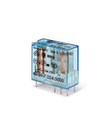 Finder PCB Mount Power Relay, 24V dc Coil, 16A Switching Current, SPDT [406170244000]; 282-6641