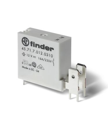 Finder Fast-On Terminal. Power Relay, 12V dc Coil, 16A Switching Current, SPDT [457170121310]; 282-6662