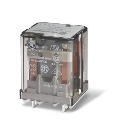 Finder PCB Mount Power Relay, 12V dc Coil, 16A Switching Current, DPDT [622290124000]; 282-6665