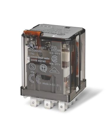Finder Plug In Power Relay, 48V dc Coil, 16A Switching Current, 3PST [623390484300]; 282-6677