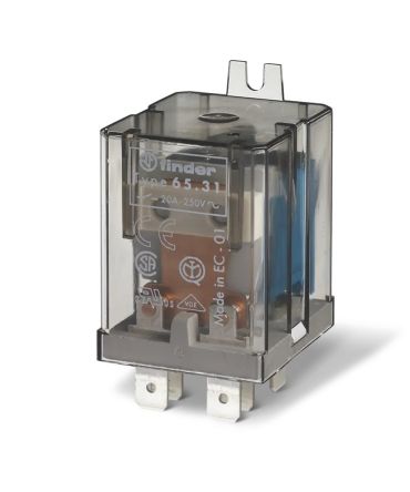 Finder Flange Mount Power Relay, 110V dc Coil, 30A Switching Current, SPDT [653181104300]; 282-6697