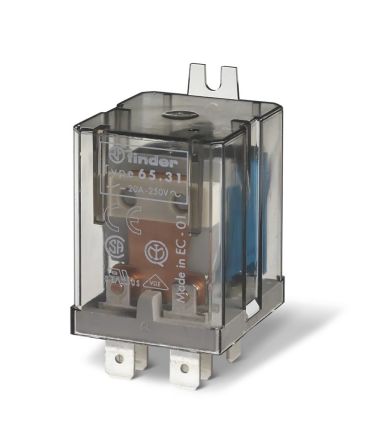 Finder Flange Mount Power Relay, 24V dc Coil, 30A Switching Current, SPST [653190244300]; 282-6701