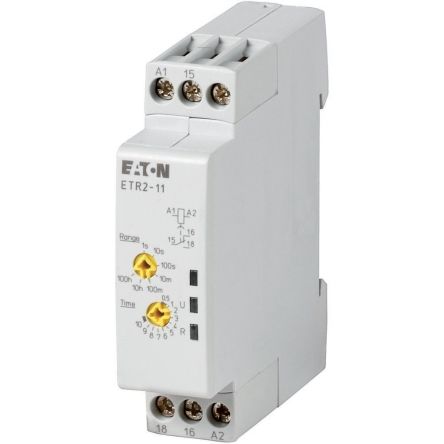 Eaton 262684 ETR2 Series Timer Relay, 240V ac, 1-Contact, 0.05 → 360000s [262684 ETR2-11]; 282-7115