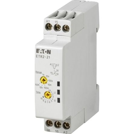 Eaton 262687 ETR2 Series Timer Relay, 240V ac, 1-Contact, 0.05 → 360000s [262687 ETR2-21]; 282-7117