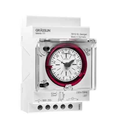 Grasslin Analogue DIN Rail Time Switch 230 V ac, 1-Channel [01.28.1001.1]; 283-0991