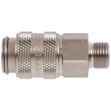 Legris 304 Stainless Steel Female Pneumatic Quick Connect Coupling, 1/8 in Male 16mm Female Thread [21KBAW10RVX]; 283-1315