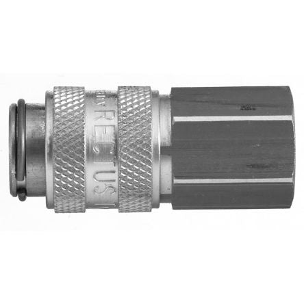 Legris Stainless Steel Female Pneumatic Quick Connect Coupling, 1/8 in Female 16mm Female Thread [21KBIW10EVX]; 283-1318