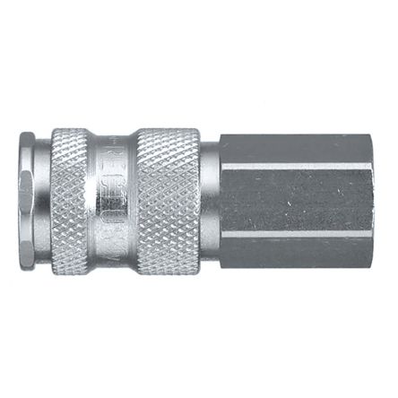 Legris 304 Stainless Steel Female Pneumatic Quick Connect Coupling, 1/4 in Female 23mm Female Thread [25KAIW13RVX]; 283-1417