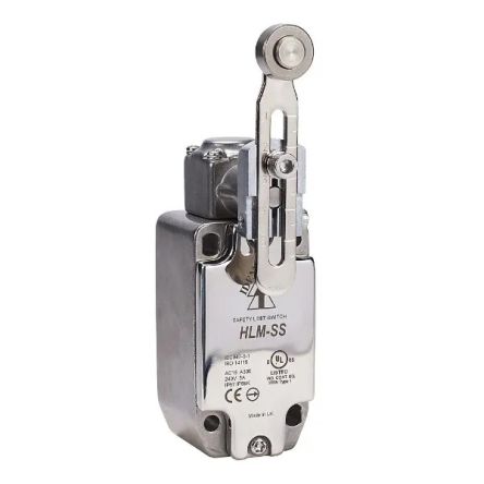 IDEM HLM-SS Series Adjustable Roller Lever Safety Limit Switch, 2NC, 2NO, IP67, IP69K, 2NO/2NC, Stainless Steel [175301]; 283-1623