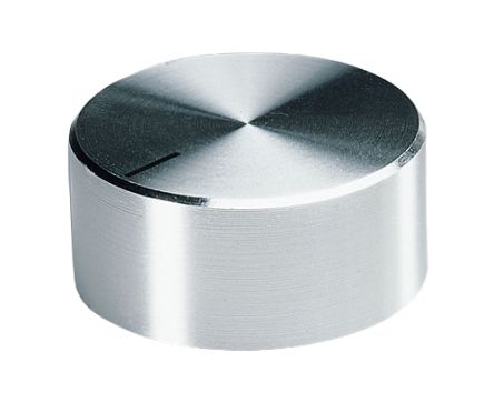 OKW 37.8mm Silver Potentiometer Knob for 6mm Shaft Round Shaft, A1438461 [A1438461]; 283-2028