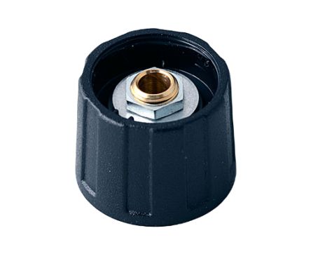 OKW 20mm Black Potentiometer Knob for 4mm Shaft Round Shaft, A2520040 [A2520040]; 283-2034