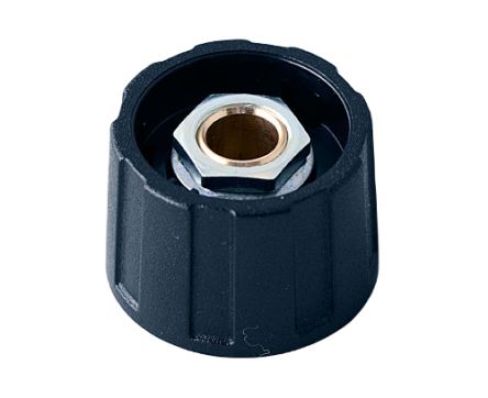 OKW 23mm Black Potentiometer Knob for 6mm Shaft Round Shaft, A2523060 [A2523060]; 283-2037