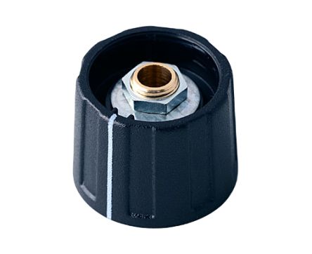 OKW 20mm Black Potentiometer Knob for 6mm Shaft Round Shaft, A2620060 [A2620060]; 283-2048