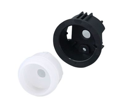 OKW Black, White Potentiometer Knob Round Shaft, B8733201 [B8733201]; 283-2148
