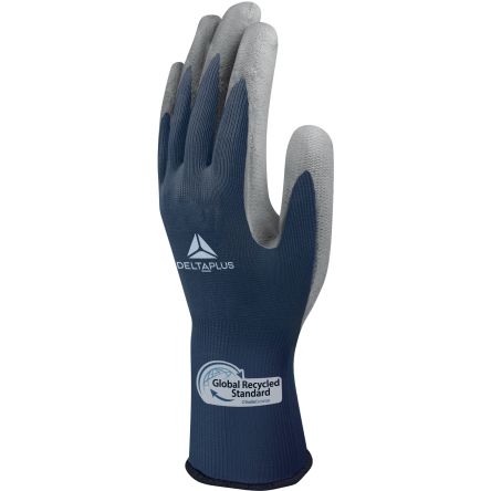 Delta Plus VE702GREEN Blue Polyester Abrasion Resistant, Cut Resistant, Puncture Resistant Gloves, Size 8, Polyurethane [VE702GREEN08]; 283-4823