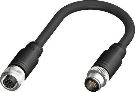RS PRO Straight Female 12 way M12 to Straight Male 12 way M12 Actuator/Sensor Cable, 2m [0]; 283-4952