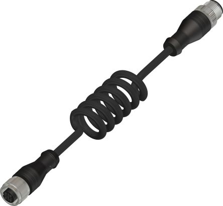 RS PRO Straight Female 4 way M12 to Straight Male 4 way M12 Actuator/Sensor Cable, 600mm [0]; 283-4954