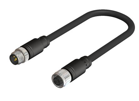 RS PRO Straight Female 4 way M12 to Straight Male 4 way M12 Actuator/Sensor Cable, 1m [0]; 283-4955