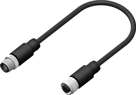 RS PRO Straight Female 8 way M12 to Straight Male 8 way M12 Actuator/Sensor Cable, 1m [0]; 283-4972