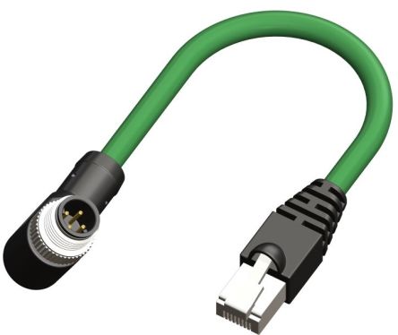 RS PRO Right Angle Male 4 way M12 to Straight Male 4 way M12 Actuator/Sensor Cable, 1m [0]; 283-4979