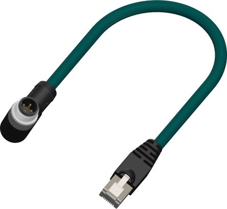 RS PRO Right Angle Male 4 way M12 to Straight Male 4 way M12 Actuator/Sensor Cable, 2m [0]; 283-4980