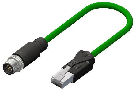 RS PRO Straight Male 4 way M12 to Straight Male 4 way M12 Actuator/Sensor Cable, 3m [0]; 283-4982