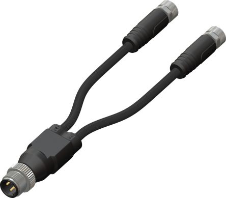 RS PRO Straight Male 4 way M12 to Straight Female 3 way M8 Actuator/Sensor Cable, 300mm [0]; 283-5011