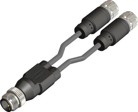 RS PRO Straight Male 4 way M12 to Straight Female 4 way M12 Actuator/Sensor Cable, 300mm [0]; 283-5013