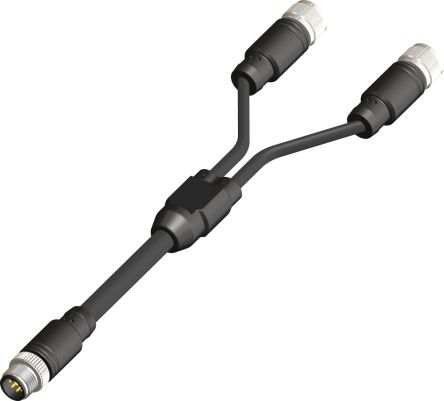 RS PRO Straight Male 8 way M12 to Straight Female 8 way M12 Actuator/Sensor Cable, 300mm [0]; 283-5014