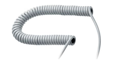 TBS de Buck B.V. Spiral Cable 0.25 mm² 3 Core Multicore Mains Power Cable, Grey Polyurethane PUR, 2m [SP-DSR-007]; 283-6030
