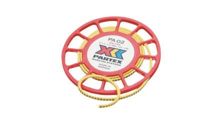 Partex Marking Systems PA Clip On Cable Marker, Yellow, Pre-printed "2", 1.3 → 3mm Cable, for Unconnected Wires, [PA-02003SV40.2]; 283-6387