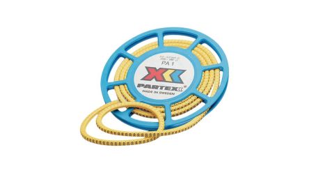 Partex Marking Systems PA Clip On Cable Marker, Yellow, Pre-printed "1", 2.5 → 5.0mm Cable, for Unconnected [PA-10003SV40.1]; 283-6391