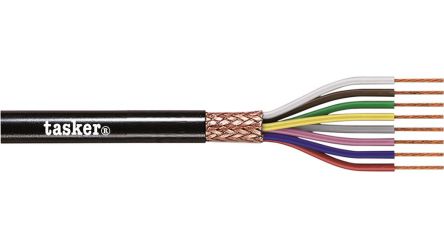 Tasker Control Cable, 4 Cores, 0.25 mm², CY, Screened, 100m, Black PVC Sheath, 23 AWG [C4025 CPR]; 283-6791