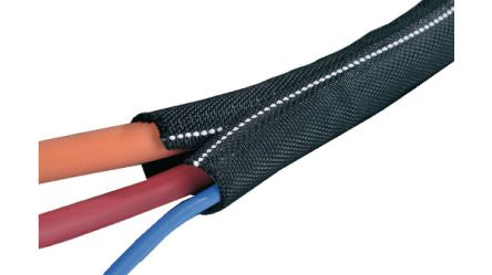 HellermannTyton Expandable Braided Polyester Black with White Cable Sleeve, TWIST-IN-FR Series [HELAGAINE TWIST-IN-FR 19]; 283-7454