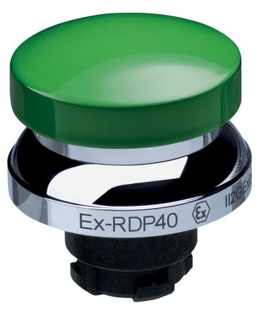 Schmersal EX-RDP Series Green Momentary Push Button Head, 22.3mm Cutout, IECEx [EX-RDP40GN]; 283-8249