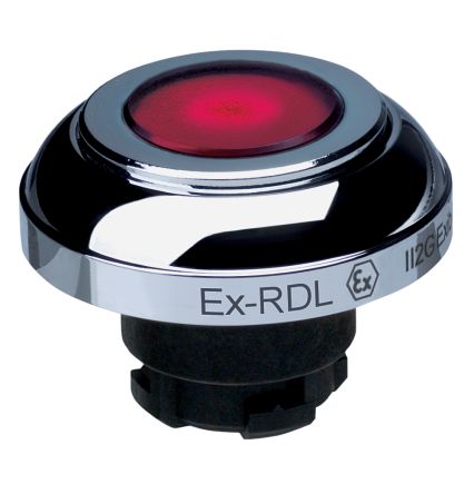 Schmersal EX-RDL Series Red Illuminated Momentary Push Button Head, 22.3mm Cutout, IECEx [EX-RDLRT]; 283-8264