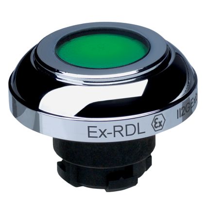 Schmersal EX-RDL Series Green Illuminated Momentary Push Button Head, 22.3mm Cutout, IECEx [EX-RDLGN]; 283-8265