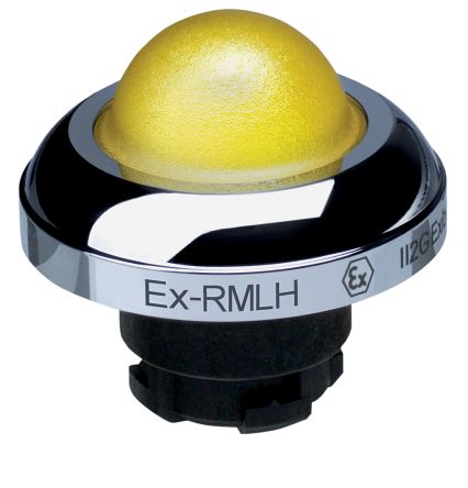 Schmersal EX-RMLH Series Yellow Illuminated Momentary Push Button Head, 22.3mm Cutout, IECEx [EX-RMLHGB]; 283-8272