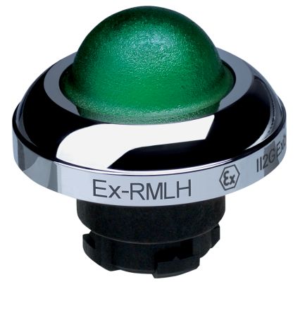 Schmersal EX-RMLH Series Green Illuminated Momentary Push Button Head, 22.3mm Cutout, IECEx [EX-RMLHGN]; 283-8274