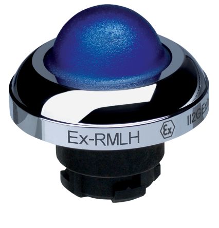 Schmersal EX-RMLH Series Blue Illuminated Momentary Push Button Head, 22.3mm Cutout, IECEx [EX-RMLHBL]; 283-8276
