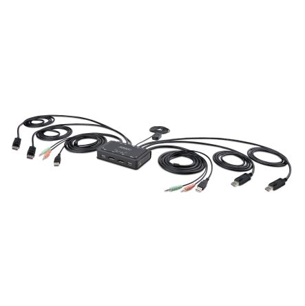 StarTech.com 2 Port Dual Monitor USB DisplayPort KVM Switch, 3.5 mm Stereo 4096 x 2160 Maximum Resolution [C2-DD46-UA2-CBL-KVM]; 283-8309