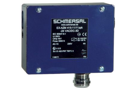 Schmersal IECEx EX-AZM 415 Safety Interlock Switch, 1NO/1NC, Aluminium [EX-AZM 415-02/02ZPKA 24VAC/DC-3D]; 284-0265