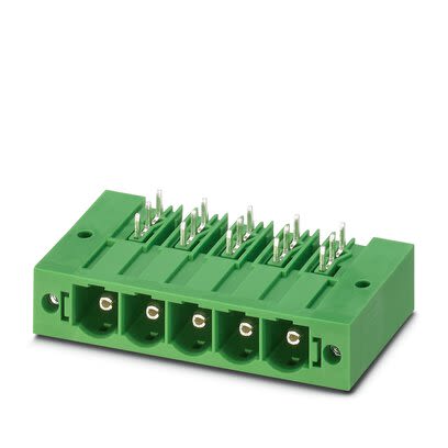 Phoenix Contact PC Series Wave Soldering Mount PCB Header, 5 Contact(s), 10.16 mm Pitch, 1 Row(s), Shrouded [1996346]; 284-0703