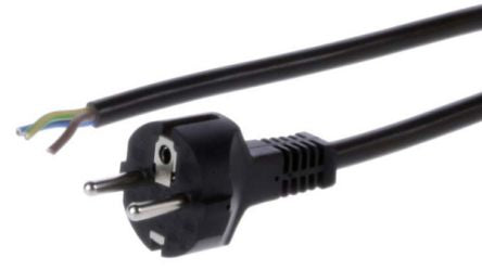 Feller Power 1.5 mm² 3 Core Power Cable, Black Polyvinyl Chloride PVC, 2.5m [VIIG-H05VVF3G1.50-G25/2.50M]; 284-2973
