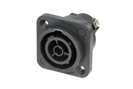 Neutrik, NAC3FPX IP65 Black Panel Mount 2 + PE Industrial Power Socket, Rated At 16A, 250 V ac [NAC3FPX-ST-TOP]; 284-3402