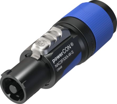 Neutrik, NAC3FX IP20 Black, Blue Cable 2 + PE Industrial Power Socket, Rated At 16A, 250 VAC [NAC3FXXA-W-L-D]; 284-3413